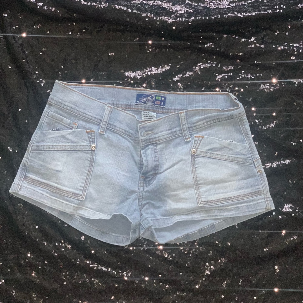 Juniors light blue jean shorts